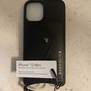 Bandolier black pewter leather iPhone 12 mini case nwt with dust bag